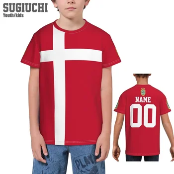 Vlastné Meno Počet Dánsku Vlajku Znak 3D T-shirts Pre Deti, Mládež Chlapec/Dievča Tees dres Futbal Futbal Fanúšikov Darček tričko