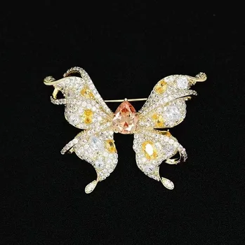 Yellow Diamond Motýľ Vintage Luxusné Malé Brošňa