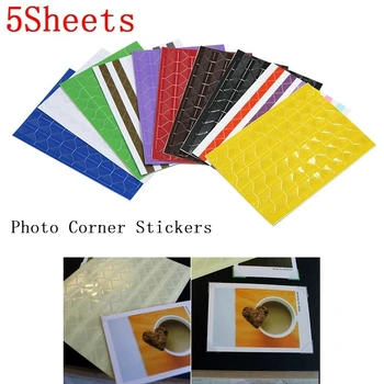 5Sheets（1 List=102 Ks） PVC Samolepky DIY Farebné Rohu Zápisník Papier fotoalbumy Rám Obrazu Dekorácie