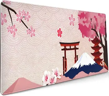 Japonský Krajiny Ružová Sakura Rozšírené Podložka Pod Myš 35.4x15.7 Palcový XXL Cherry Blossom protišmykovým Gumovým Base Veľké Gaming Mousepad