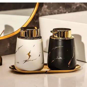 Zlaté mramoru textúra keramické peny čerpadla fľaše kúpeľňové doplnky peny zásobník Oddelené Samostatné prázdnu fľašu pre domáce použitie