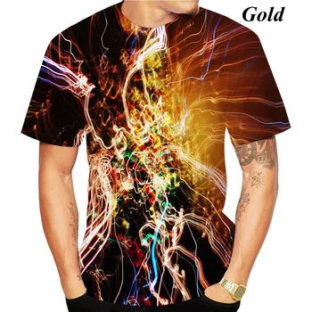 2021 Nové Osobnosti Lightning a Farebné Galaxy Mužov 3D Vytlačené T-Shirt Módne Bežné Krátky Rukáv Plus Veľkosť Tričko
