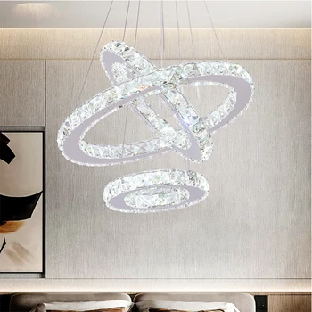 Nordic Moderné Crystal LED Luster Vnútorné Osvetlenie Nový Kruhový pochrómovaný Lesklý Luster Domáce Dekorácie Obývacia Izba