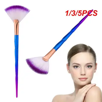 1/3/5 KS Loose Powder Blush Multi-function Rainbow Rukoväť Ventilátor Tvar make-up Štetec Nadácie Mäkké Nylonové Vlasy, Kozmetické Doplnky