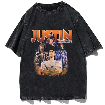 Hip Hop Rapper Justin Bieber T-shirt Módne Bavlna Nadrozmerná Tričko Lete Muži Ženy Bežné Krátke Tričká Topy Streetswear