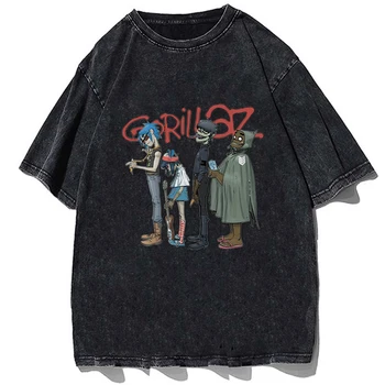 Gorillaz Rock T-Shirt pre Mužov, Ženy Punkovej Hudby Novinka Bavlna Čaj O Krk Krátky Rukáv T Shirt Letné Oblečenie Vintage Čierny Čaj