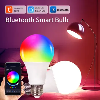 Tuya Bluetooth Smart LED Žiarovka E27 9W Stmievateľné RGB CW+WW Svetlo 110V 220V Hudby Inteligentný Život App Control Pre Obývacia Izba Osvetlenie