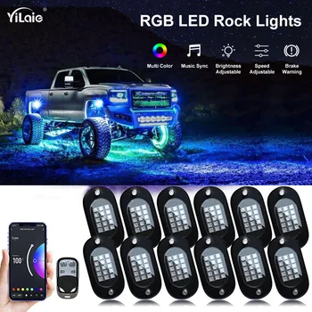 RGB LED Rock Svetlá S technológiou Bluetooth Radič Načasovanie Funkciu Hudby - 12 Struky Multicolor Neon LED Svetla Kit