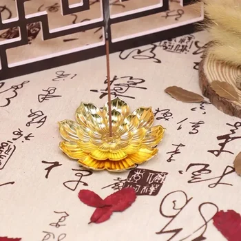 Dekorácie Zliatiny Jogy Horák Studios Chrámy Budhizmus Line Základ Kadidlo Domov Stick Držiteľ Santalového Dreva Lotus Cievka Doska