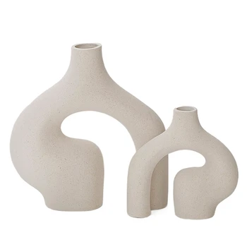 2 ks Keramické Vázy Moderné Abstraktné Vázy Nordic Minimalistický Dekoratívne Geometrické Vázy Pre Domova,Pre Reproduktory