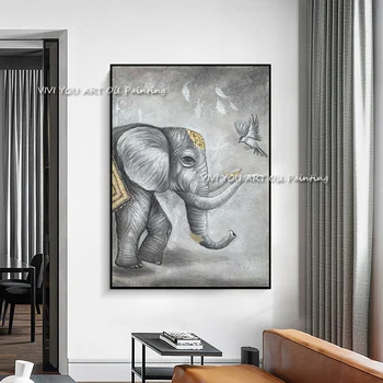 Veľké Fantasy Sivá Slon Zvieratá Plátne Obrazy Plagát 100% Handmade Wall Art Obraz Cuadros pre Obývacej Miestnosti Dekorácie