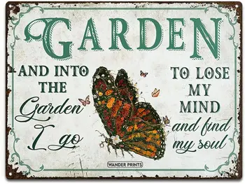 Láska Záhrada Motýľ Do Záhrady som Ísť Vianočné Dom Otepľovanie Darček pre Záhradníctvo Milovníkov Záhrady Kovové Prihlásiť Tin Prihlásiť 12x8in