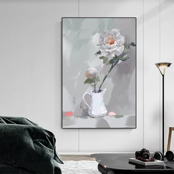Svetlo Sivá Vintage Kvet Plátno na Maľovanie Obývacia Izba Príslušenstvo Wall Art Obraz Dropship Domova Plátno Plagáty a Výtlačky