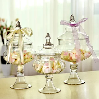 Európska candy pohárov transparentné Sklenené fľaše veko úložného protiprachová tortu stojan dezert čaj caddy svadobné váza Dekor dodávky