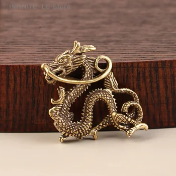 1 Ks Retro Mosadz Dragon Figúrka Dekor Bohatstvo, Prosperitu Čínsky Štýl, Ornament Dragon Šťastie Zvierat Fengshui Vintage Domov Dekoroch