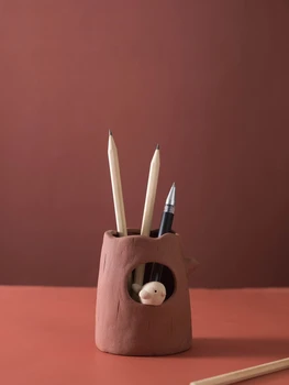 Ručné hrubá keramika držiak na pero creative decoration umenie roztomilý ručné minimalistický moderné Japonské skladovanie vedierko