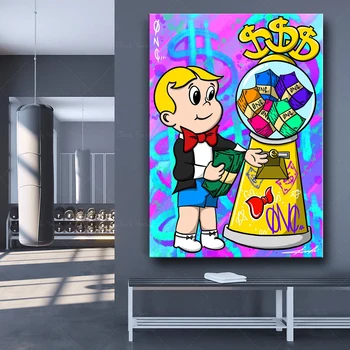 Plátno Maľovaní Plagátov Abstraktné Monopol STROJ na PENIAZE HD Wall Art Vytlačí Modulárny Obrázky, Spálne, Obývacia Izba Domáce Dekorácie