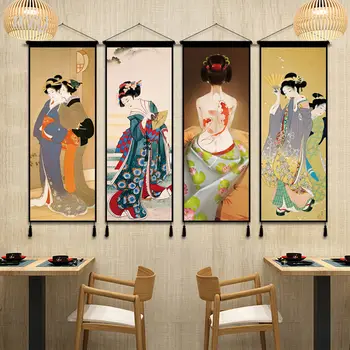 Japonský Ukiyoe Geisha V Kimono Retro Plagátu Anime Plagáty Na Stenu Plagát Plátno Na Maľovanie Na Stenu Decor Wall Art Obraz Domova