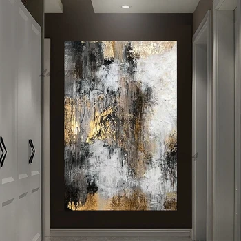 Tapety Domáce Dekorácie Zlatá Fólia Akrylové Textúrou Abstraktnej Maľbe Obývacia Izba Obrázky Na Steny Moderné Umelecké Plátno Bez Rámu