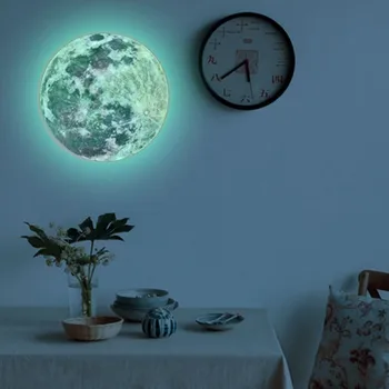 5cm 3D Veľké Mesiac Fluorescenčné Nálepky na Stenu Vymeniteľné Dekorácie Dost Nálepky Žiara V Mesiaci Nálepky Domov detská Izba Obtlačky