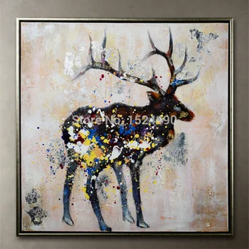 Mintura,Ručne maľované Abstraktné Zvierat Elk olejomaľby na Plátne,Pop Art Moderne Stenu Obrázok, detská Izba,Domáce Dekorácie