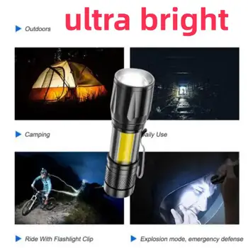 Mini Nabíjateľná LED Baterka Mini Zoom Baterka Outdoor Camping Silná Lampa Svietidla Nepremokavé Taktické Led Svetlo Prenosné
