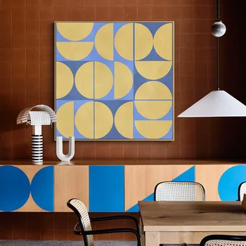 Abstrakt Kruhu Geometrické Mat Zlato Modrá Wall Art Print Plátno Na Maľovanie Moderné Plagáty, Obrázky, Spálňa Domov Výzdoba Interiéru