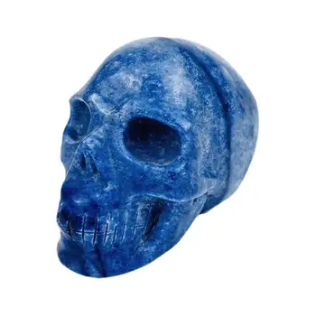 Prírodné Crystal Skull Figúrka Trofej Modrá Aventurine Príručka Rezbárske Remeslo Socha, Ornament Na Hojenie Domova Dary