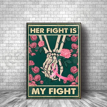 Jej bitka je môj bitka plagát, rakoviny prsníka plátno plagátu, plátna povedomie o rakovine prsníka mesiac dekorácie