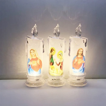 2024 Nové Ježiša Krista, Panny Sviečka, Lampa Romantický Tealight Elektronické Flameless LED Zbožné Modlitby Svetlo Sviečky