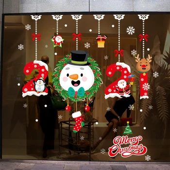 Vianočné nálepky na stenu Nový rok domova stylistom, dekor závesné hrkálka bell snowflake Sobov Santa Claus abstraktných de parede
