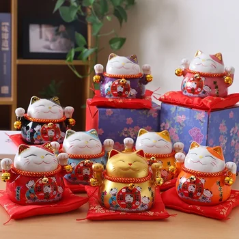 4.5 palcový Keramické Šťastie Mačka Peniaze Box Fortune Farebné Mačka Prasiatko Domáce Dekorácie Darček Feng Shui Ornament