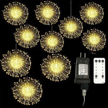 Kreatívne Visí Starburst Svetlo 120/600/1200 LED Ohňostroj Star Prasknutie Svetlo 8 Režimov Medený Drôt Púpava Víla String Svetlo