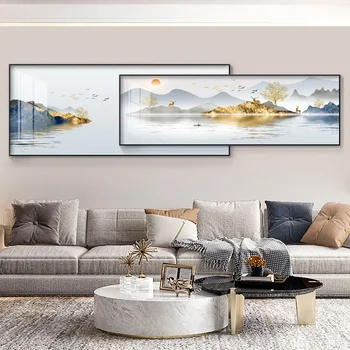 Obývacia izba dekorácie maľba krajiny Nordic light luxusné high-end atmosféru gauč pozadí steny Čínsky Discape