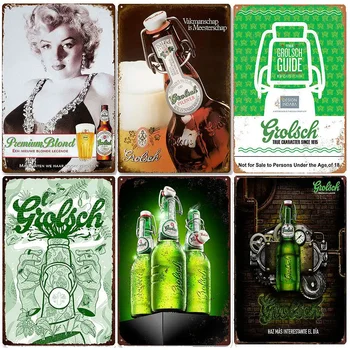 Grolsch Pivo Vintage Kovové Znamenie, Bar, Pub, Obchod Kuchyňa Dekoratívne Dosky Sexy Pivo Dievča, Stena Nálepky Holandské Pivo Umenie Plagátu