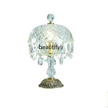 yj Svetlo Luxusné Krištáľové Lampy, Spálňa, Nočné Lampy, francúzsky Európsky a Americký Štýl Retro Romantickú Atmosféru Dekoratívne Lampy