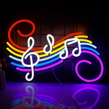 Farebné Hudobné Poznámky LED, Neónové Značky Stenu Decor Pozadí Dekorácie Bar Atmosféra Svetlo Rozloženie Disco Party Svetlo na Stenu