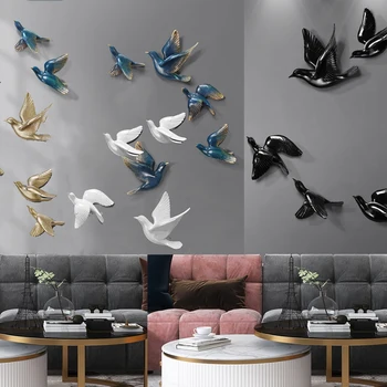 Nordic Živice Lietajúce Vtáky Figúrky Stene Visí Simulácia Lastovičky Domov Dekorácie Sochy Sparrow Obývacia Izba Ozdoby