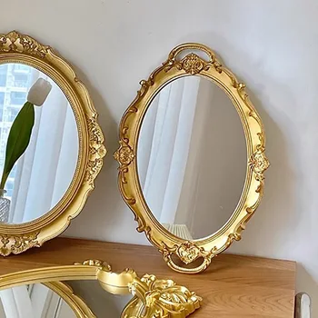 Zlaté Dekoračné Zrkadlá Vintage Barokový Márnosť Nepravidelný Zrkadlo Remeselná výroba Organických Specchi Decorativi Domáce Dekorácie CY50DM