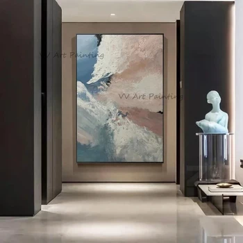 Ružový Obraz Ručne Abstraktné Tieň Olej Maľovanie Obrazov Na Stenu Plátno Umenie Cloud Moderné Krajiny Umenie Pre Hotel Miestnosti Dekorácie