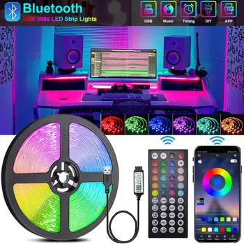 USB Bluetooth LED Pásy, RGB Osvetlenie 5050 5V RGB LED Lampa Páska Flexibilné Svetlo Pre Miestnosti Dekorácie TV Podsvietenie Diódami Pásky 1-30 M