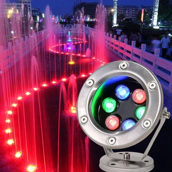 Z nehrdzavejúcej Ocele Fontána Svetlo LED Nastaviteľný Uhol IP68 AC 12V RGB Multi Farby Plávanie pod vodou Svetlo