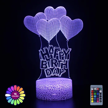 Akrylových 3D Lampa v Tvare Srdca Kvet Balón LED Farebné Nočné Osvetlenie, Dekoratívne Stolná Lampa Narodeniny, Sviatok valentín Darček