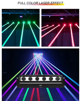 DJ Laserový Projektor 6X500MW RGB Pohyblivé Hlavy 6 Oči DMX 512 Regulátor Profesionálne Disco Bar Svadobné Party Club svetelný Efekt