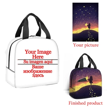 Prispôsobený Logo, Názov Obed Tašky Ženy Prispôsobiť Svoje Fotografie Tote Bag Piknik Vonku Prenosné Tepelné Lunch Box