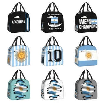 Argentína Vlajka Obed Taška Pre Ženy Prenosné Tepelne Izolované Argentínsky Futbalový Darček Lunch Box Piknik Multifunkčné Potravín Tote