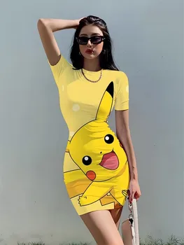 Pokemon Šaty Ženy, Dievčatá Bodycon Šaty Pikachu Ženy 2023 Elegantné Party Leta Žena Trendy Celkom Žien