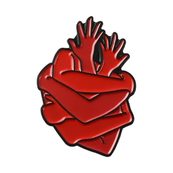 Umenie Srdce Smalt Kolíky Objať Viac Ľudskej Ruky Ramena Červená Orgán Srdca Brošňa Odznak Denim Džínsy, Tričko Klopě Pin Šperky Art Brošne