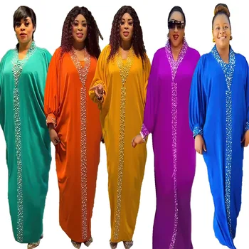 2023 Afriky Plus Veľkosť Šaty Pre Ženy Elegantné Afriky Dlhý Rukáv V krku Strana Večer Vianočné Šaty Afriky Oblečenie